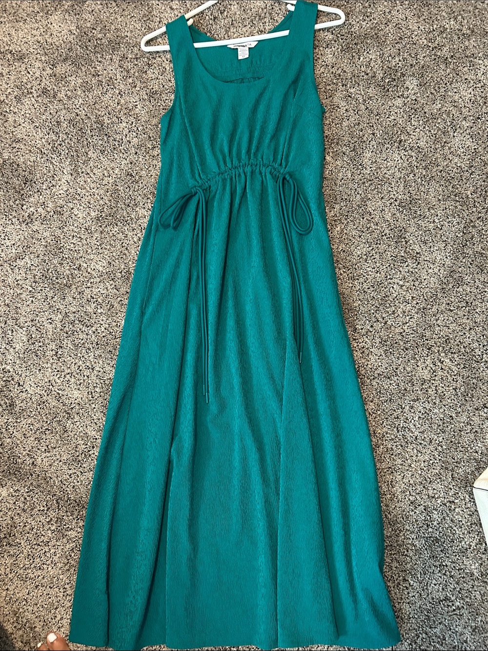 Athleta Teal Sleeveless Maxi Dress with Drawstring Waist